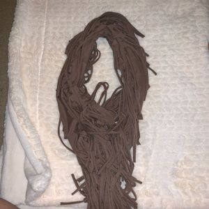 Taupe fringe infinity scarf